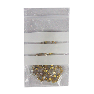 Kit 100 sacos zip lock transparente com tarja 5x7cm