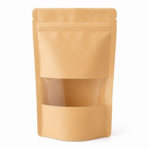 Saco Kraft Stand Up Visor Transparente Zip 50un Tam 9x14
