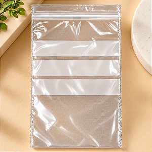 Kit 100 sacos zip lock transparente com tarja 7x10 cm