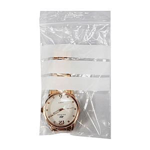 Kit 100 sacos zip lock transparente com tarja 8x12 cm