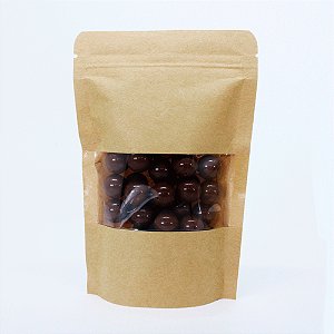 Saco Stand Up Pouch 10x15 Kraft com Visor 50 uni