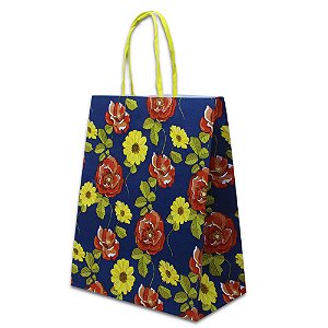 Kit 10 Sacola Kraft Para Presente Chita Flores 21,5x17,5x8,5
