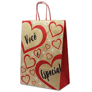 Kit 10 Sacolas Kraft Para Presente Você é especial 31,5x13,5x10cm