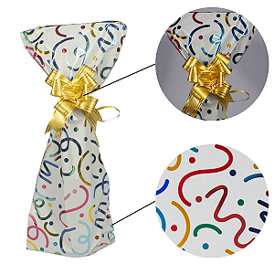 Kit 50 unidades Saco para presente Estampado 20x50 cm