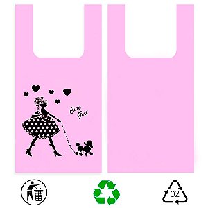 100 unidades sacola Cute Girl Tam 38x48 Oxibiodegradável