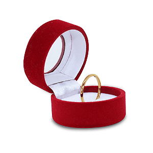 Caixa de aliança Redonda Com Visor para 1 Aliança Vermelho