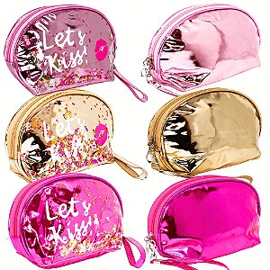 Necessaire Feminina para objetos pessoais Modelo Let Kiss Diversas Cores