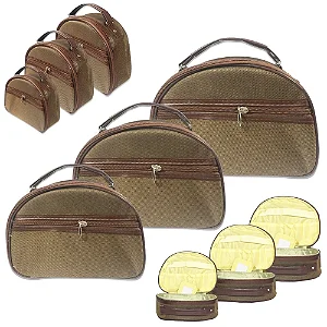 Necessaire para Bijuterias e Maquiagens, modelo meia-lua, Kit com 3 Peças