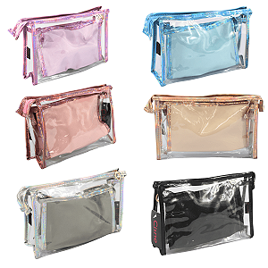 Kit Necessaire Transparente com Bolsa Interna modelo Cisne
