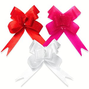 Kit 100 Uni Laço Fácil Mágico de Crepom Grande Para Presente