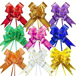 Kit 200 unidades Laço Fácil com Fio Dourado 30mm x 48cm