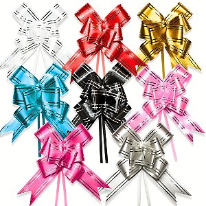 200 Laço Fácil com fio prateado 28mm x 47 cm