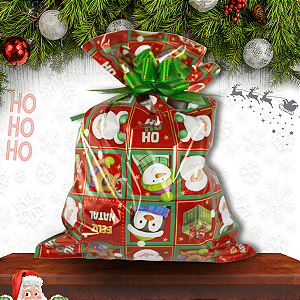 Kit 50 Sacos de presentes Laminado Natal 35x54 cm