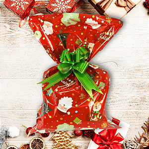 Kit 25 Sacos de presentes Laminado Natal 45X59 cm
