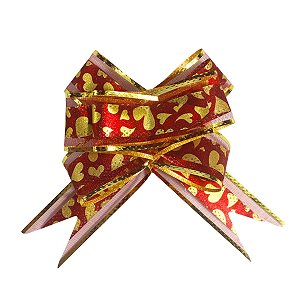 Kit 50 Laço Fácil de Organza com Poliester Coração 30mm x 47cm