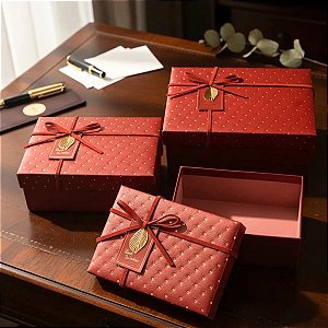 Kit 3 Caixas para Presente de Luxo Retangular Best Wishes