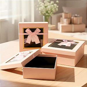 Kit 3 Caixas de Presente com Visor Transparente de luxo