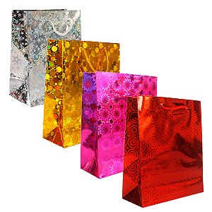 Sacola de Papel 3D Para Presente 21x18x5 cm 12 unidades