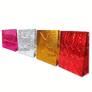 Sacola de Papel para Presente 3D - 27x23x8 cm Pacote com 12 unidades