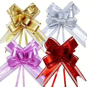 100 Un Laço Fácil de Organza com Poliéster 50mmx74cm Metalizado