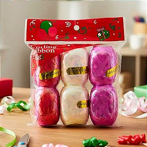 Kit 6 Rolos de Fitilho Plástico Decorativo Sortido