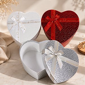3 caixas para presente Formato Coração de luxo Best wishes