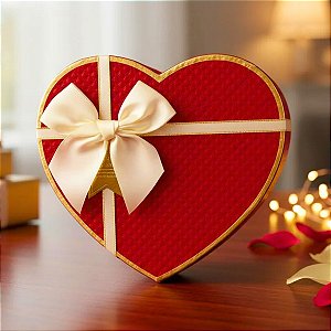 3 Caixas Coração para Presente Vermelha com Laço Decorado