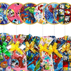 25 Sacos de Presente Personagens Diversas Estampas 45x59 cm