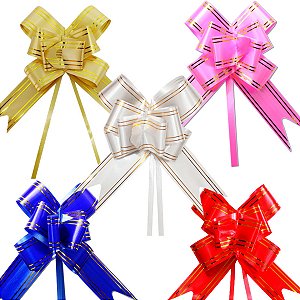 Laço Fácil com Fio Dourado 30mm x 48cm Pct 200 uni Sortidas