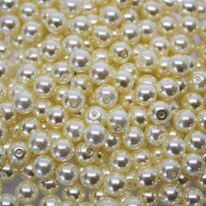Perola Abs Meio Furo Cor Creme Pacote com 100 unidades Creme MF 6mm