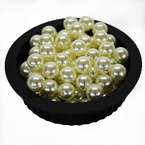 Perola Abs Meio Furo Cor Creme Pacote com 100 unidades Creme MF 8 mm