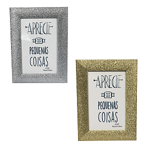 Porta Retrato com Glitter 10x15cm Moldura De Mesa