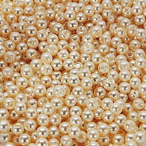 Perola Abs Meio Furo Cor Champanhe Pacote com 100 unidades Champanhe MF 3mm