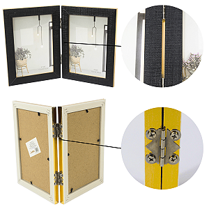 Porta Retrato Retrátil Duplo 10x15 cm Charme em Dobro Luxo