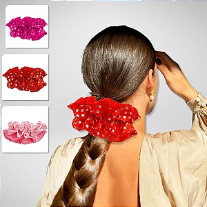 Kit com 12 Unidades Scrunchie Elastico de cabelo Grandes