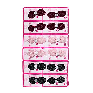 Kit com 12 Presilhas Lacinho para cabelo Modelo Gota