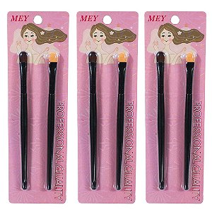 3 Kits De 2 Pincéis de Maquiagem Para Sombra Preto