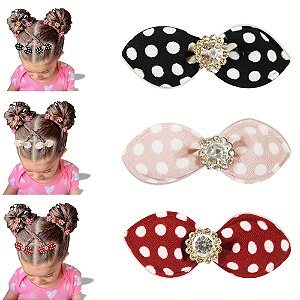 Presilha de Cabelo com lacinho, Cartela com 12 unidades coloridas