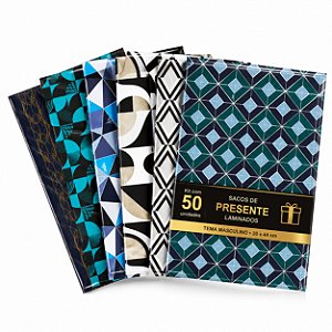 50 Sacos de Presente Laminado Tema Casual Lindas Estampas 30x44 cm