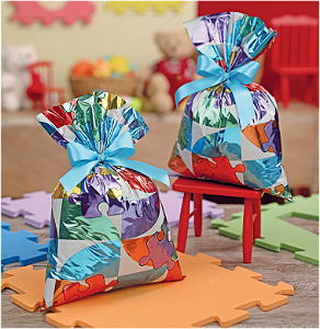 Saco de Presente Laminado Tema Kids Infantil Tamanho 25x37cm 50un