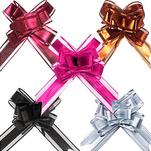 Kit 50 Laços Fáceis de Organza com Poliéster 30x47cm Sortido