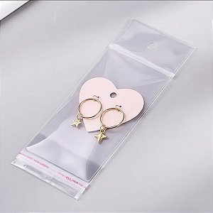 Saco Plástico Adesivado Com Solapa, 5x7cm. Pacote com 100 un