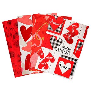 Saco de presentes Laminados Tema Romântico Tamanho 25x37 cm 50 un Cromus