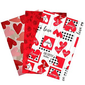 50 Saco de presentes Laminados Tema Romantico Cromus 30x44cm