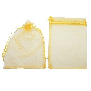 Saquinhos De Organza 13x18 cm Pacote 10 unidades cor Dourado