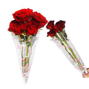 Embalagem Cone para Flores 2,5+13x48cm 100 unidades Coração