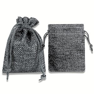 Kit com 10 Saquinhos de Juta 7x9 cm Cor Cinza com Cordão para Fechamento
