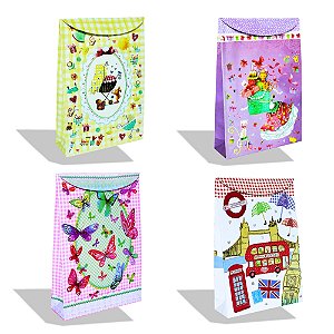 12 Sacolas de Papel Infantis Diversas Estampas Tam 18x12 cm