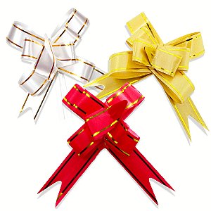 Laço Fácil com fio Dourado 15mm x 27cm 200 unidades Sortidas