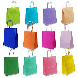 Sacola Kraft para Presente Tamanho 21,5x17,5x8,5 Pacote com 10 unidades